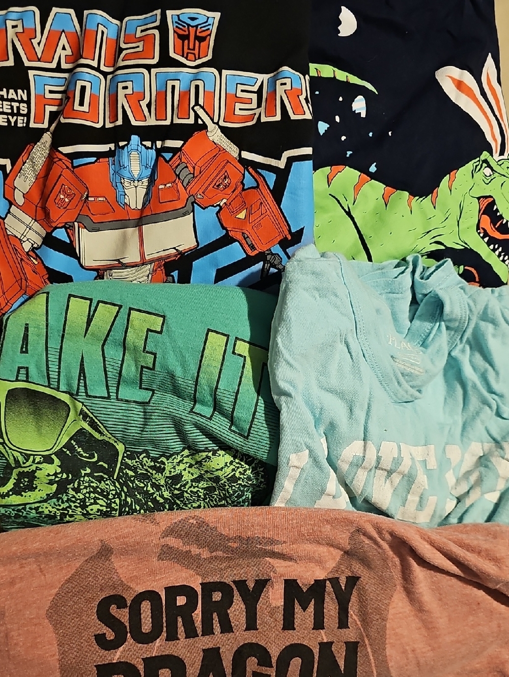 Lot Of 5 Place Kids Short Sleeve Tee Bundle with Black Transformers Tee Boys Xxl